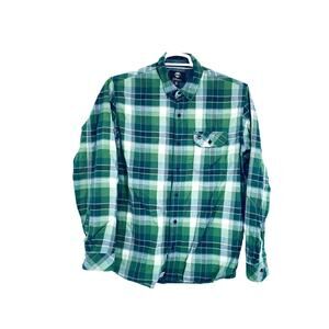 Men’s M Timberland Classic Green Plaid‎ Cotton Long Sleeves Shirt 2-Pockets